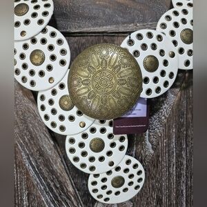 NWT White and Gold Disk Belt
